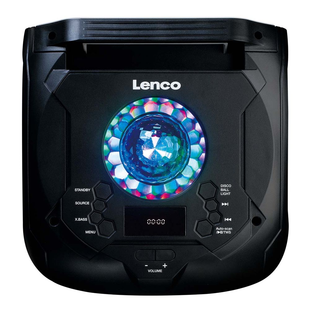 Partyhøyttaler med  Bluetooth, LED-Lys og Discokule - 150 watt RMS Med To Trådløse Mikrofoner