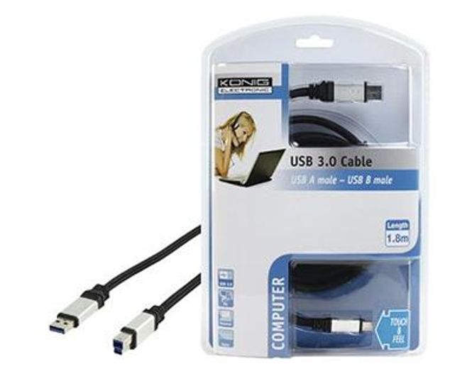 Hovedbilde USB Kabel -  A Hann Til B Hann - Vanlig USB til liten USB ...