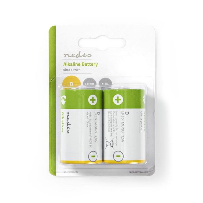 Hovedbilde Alkaliske batterier D - LR20 - 1.5 V - 2 stk i pk.