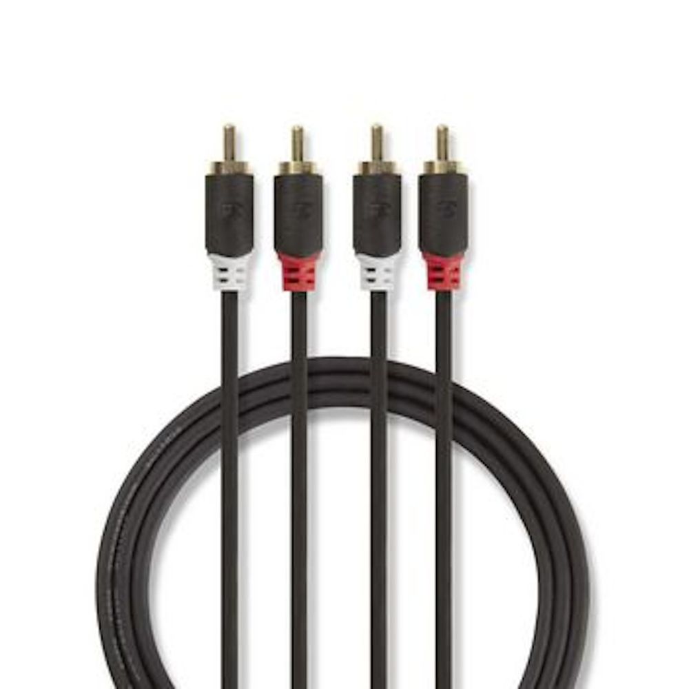 Stereo Lydkabel RCA-Hann til RCA-Hann 5 meter Gold Plated - Nedis