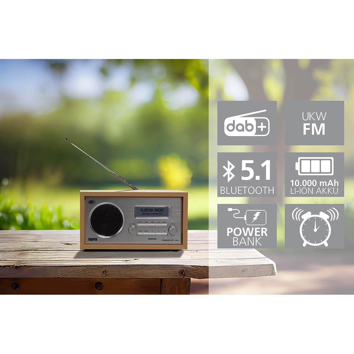 DAB+ Radio DABMAN 30 Mobil - Powerbank - 20 timer batteritid