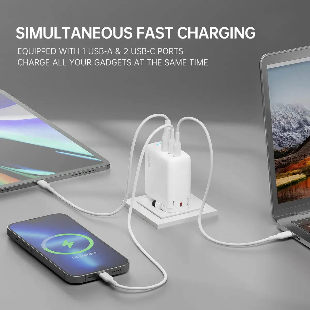 Lader 65 watt - 4smarts Charger GaN Flex 65W 2 USB-C+1 USB-A