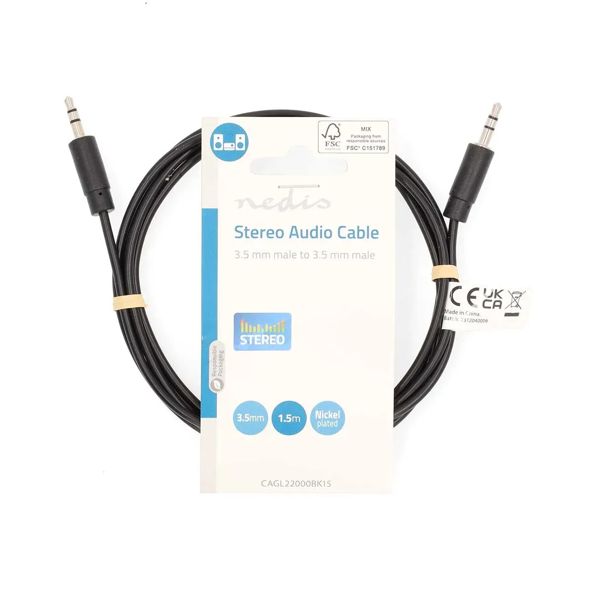 Stereo Audio Cable - Mini-jack 3,5mm, Hann Til 3,5mm Hann (aux-kabel)  1,5 meter