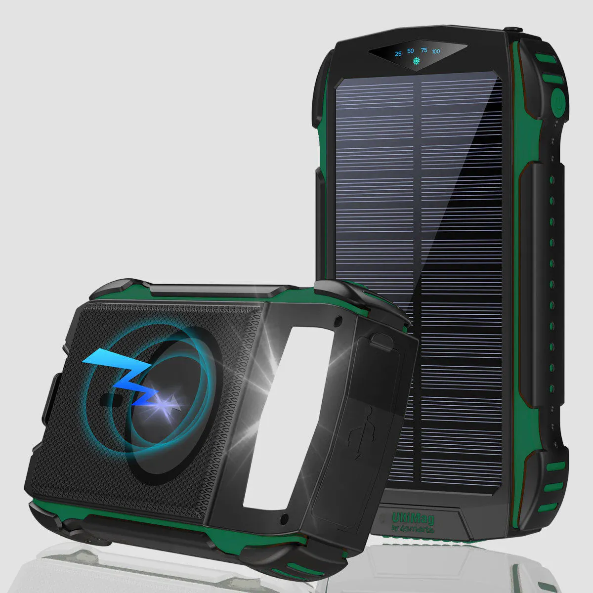 Powerbank Solcelle 20.000mAh, Vanntett, SOS