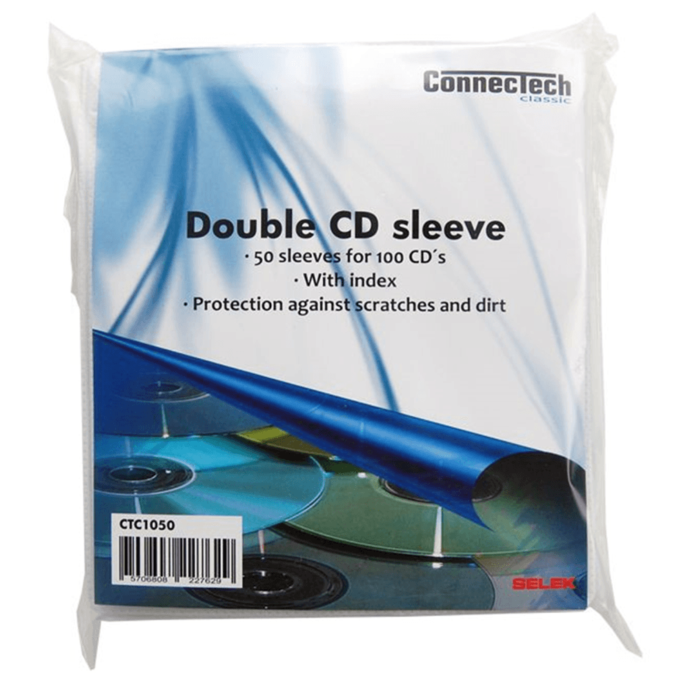 CD Lommer 50 stk i pakke for 2 Discer i hver  Lomme med Index - Double CD-Sleeve 