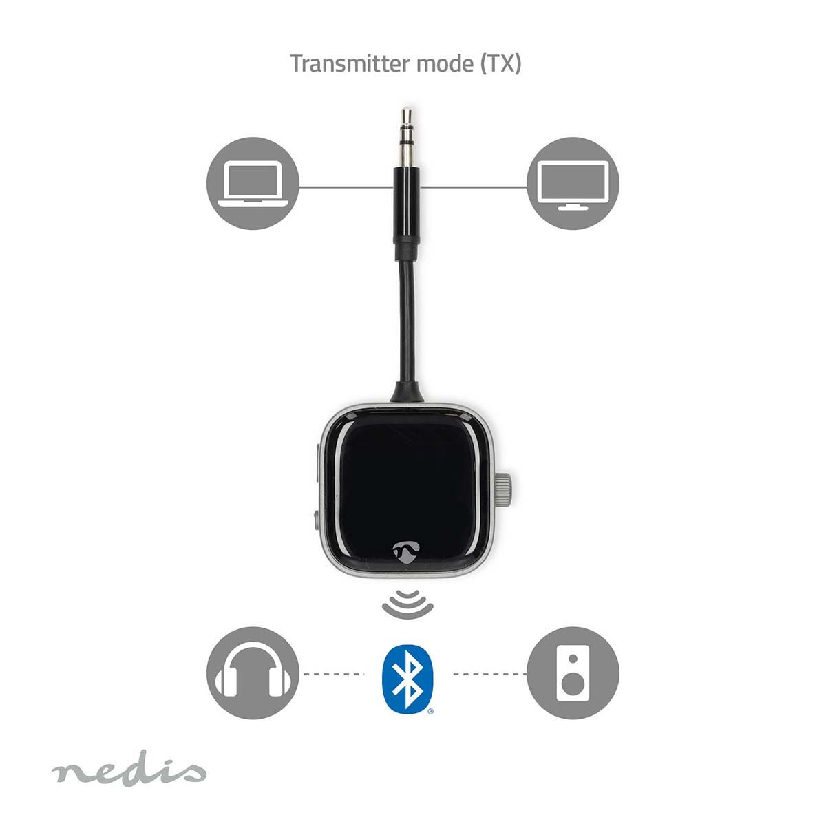Bluetooth Sender og Mottaker opptil 2 enheter Batteritid 13 timer
