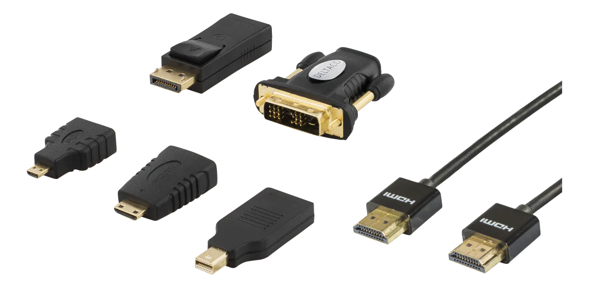 HDMI, DisplayPort, DVI adapter kit, HDMI Kabel 2m, 4K,