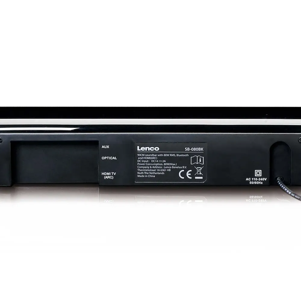 Lydplanke - Stereo Soundbar med Sub - 80 Watt RMS med Fjernkontroll - Lenco